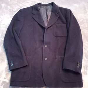 VINTAGE J Crew Blazer 42R Black Wool Cashmere Sport Coat Oarsman Jacket USA Made